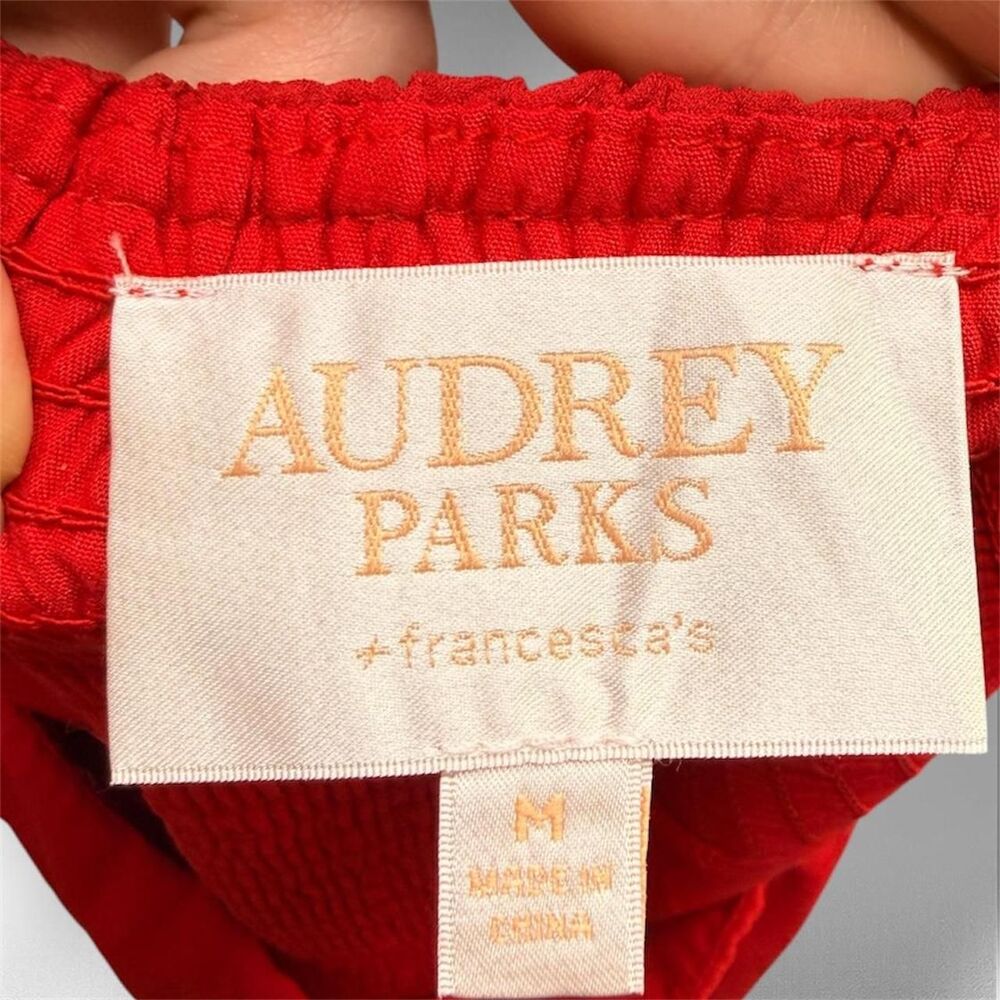 Audrey Parks Red Off-Shoulder Ruffle Crop Top – Size M - Picture 7 of 8